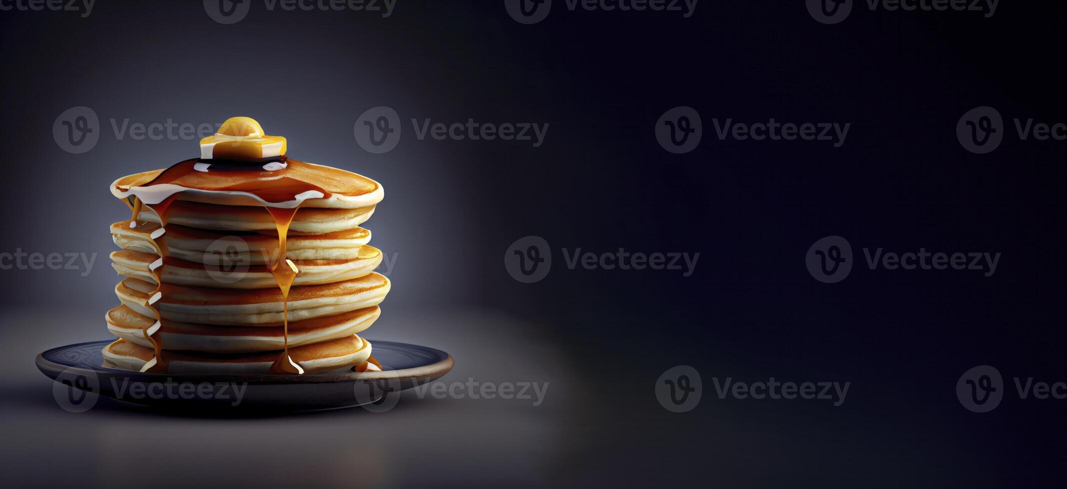 Crêpes dans le solide assiette réaliste produit vitrine pour nourriture la photographie ai généré photo