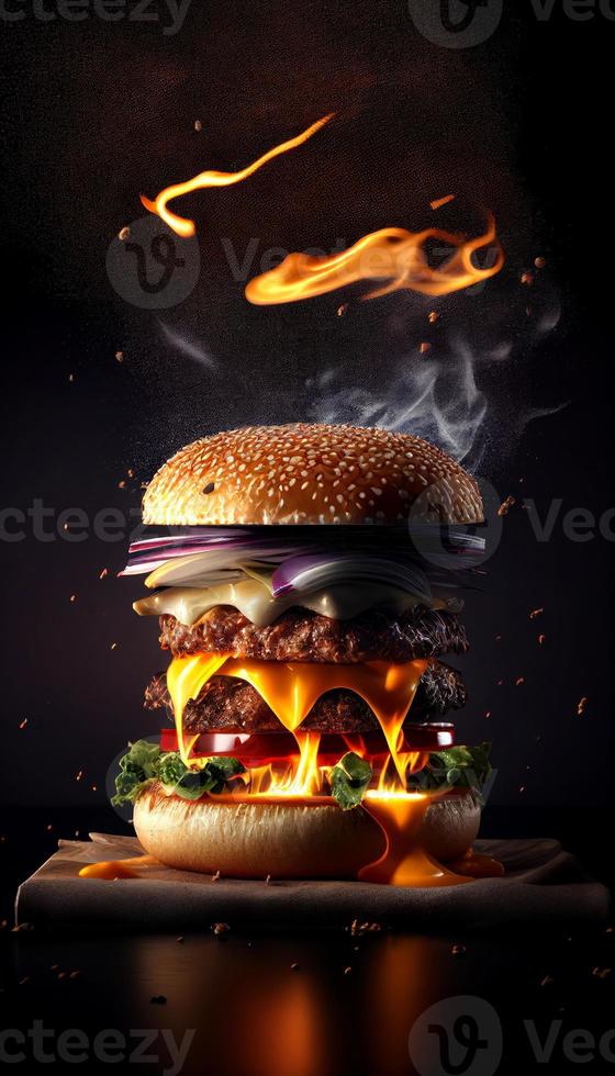 chaud et Frais savoureux délicieux grillé Hamburger. photo