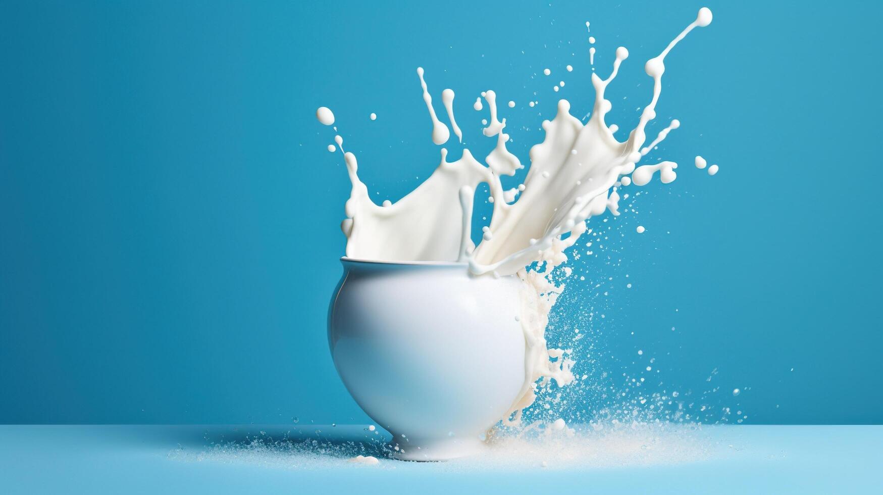 Lait éclaboussure dans une blanc verre ai généré photo