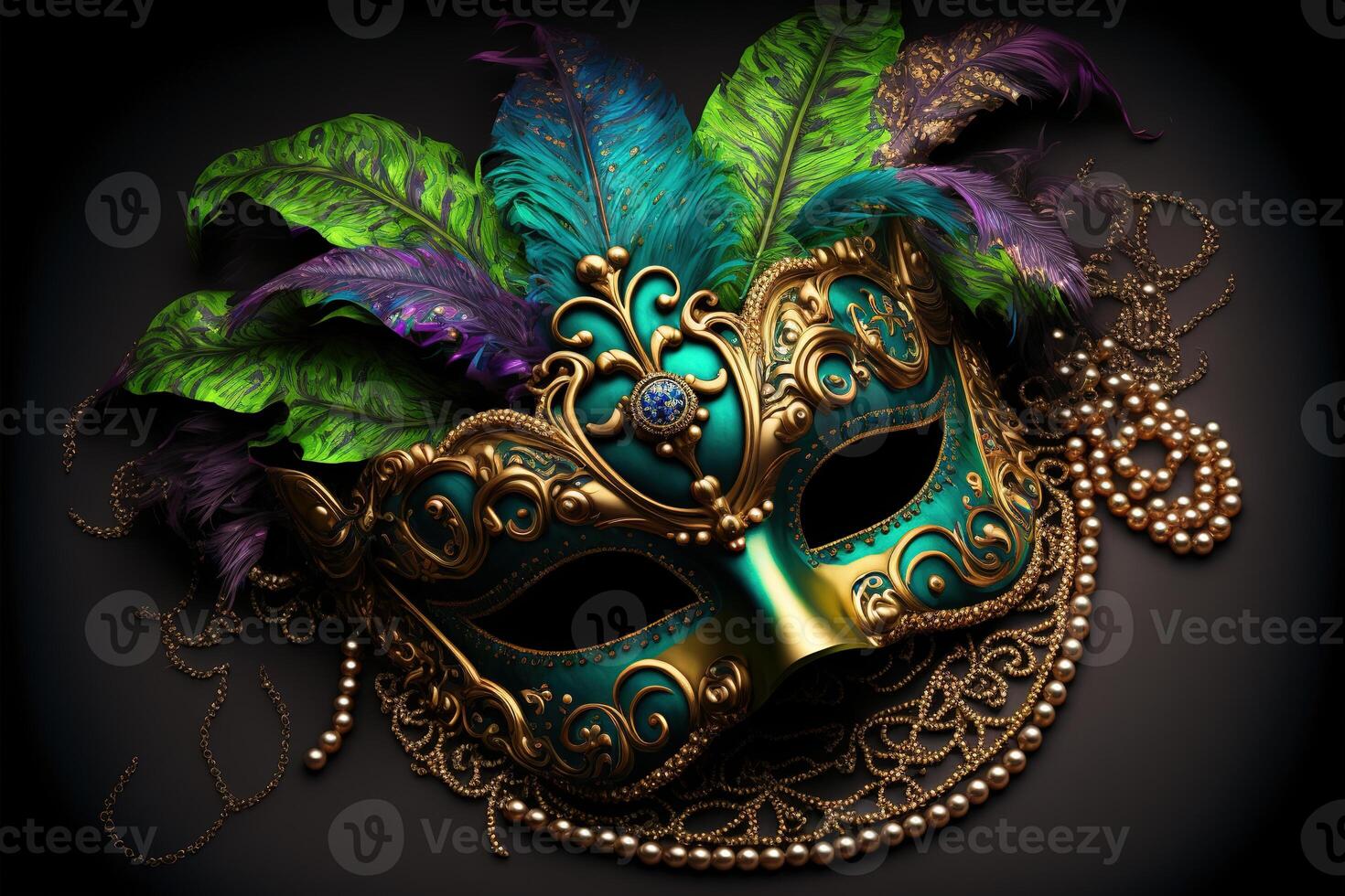 vénitien carnaval masque et perles décoration Contexte par ai généré  22752114 Photo de stock chez Vecteezy