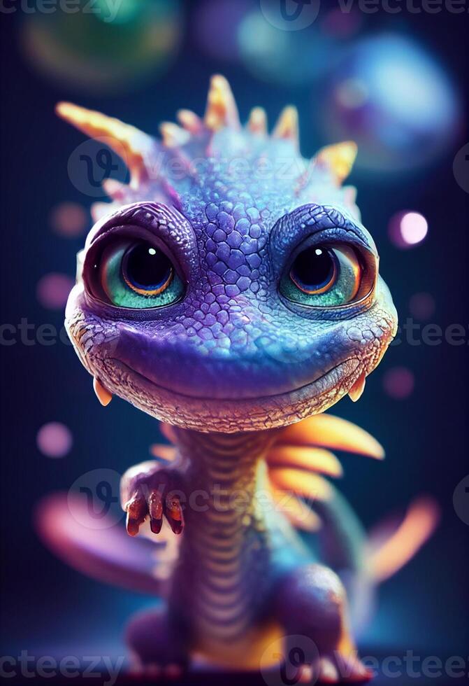 mignonne galaxie bébé dragon Pixar style. génératif ai. photo