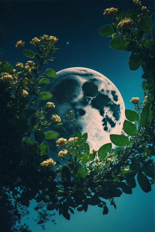 ciel Contexte avec lune.. génératif ai. photo