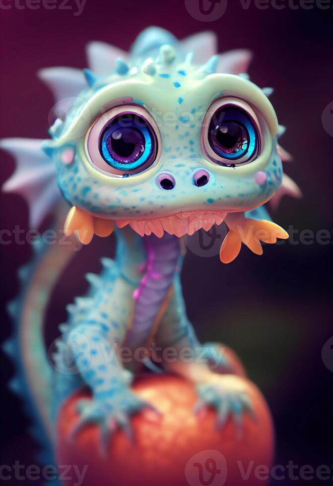 mignonne bébé dragon fantôme Pixar styleil. génératif ai. photo