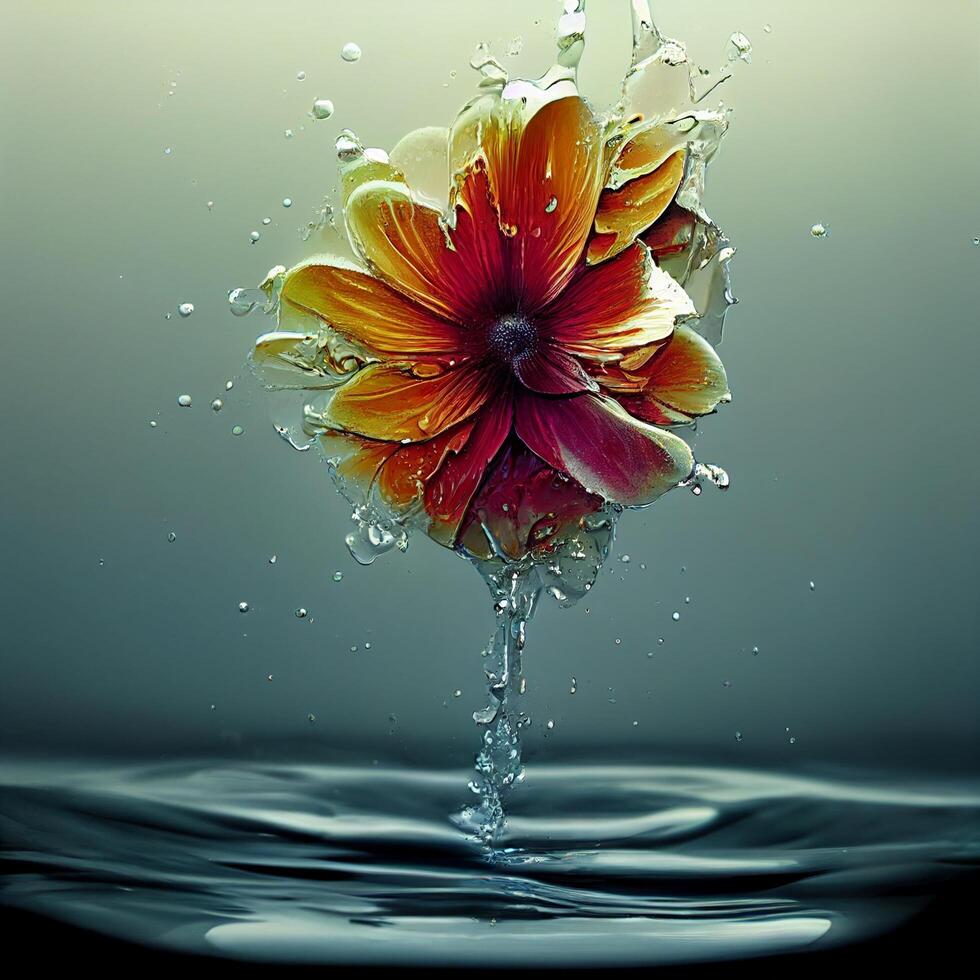 abstrait fleur l'eau éclaboussure. génératif ai photo