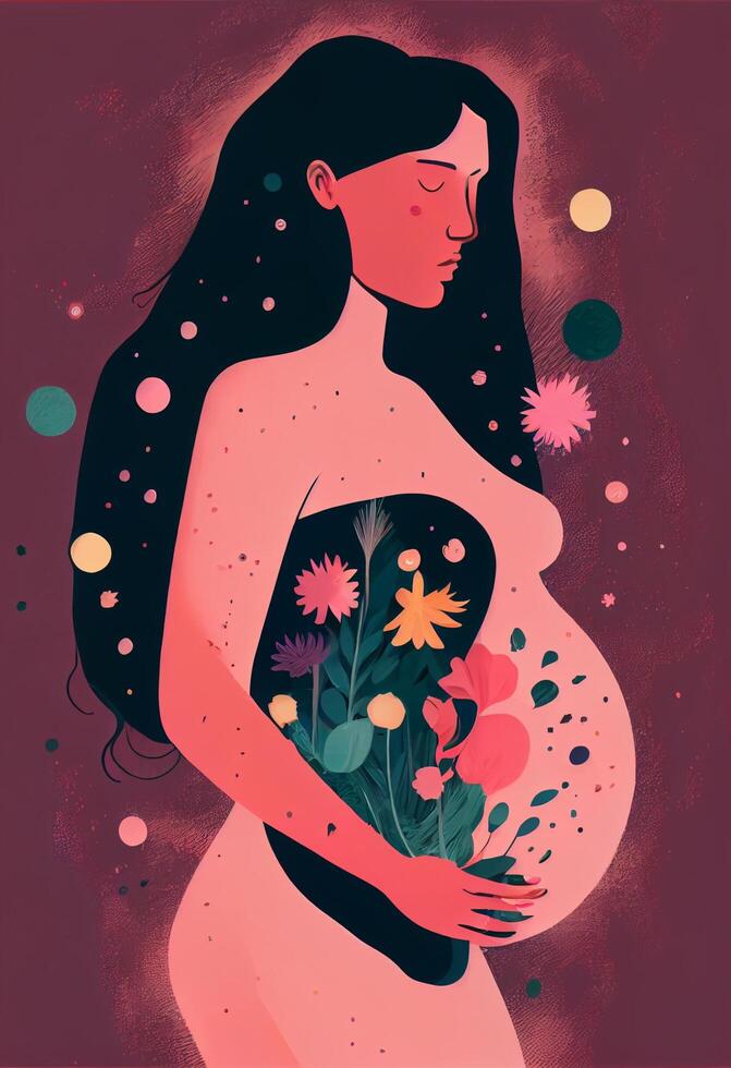 illustration de Enceinte Jeune femmes. génératif ai. photo