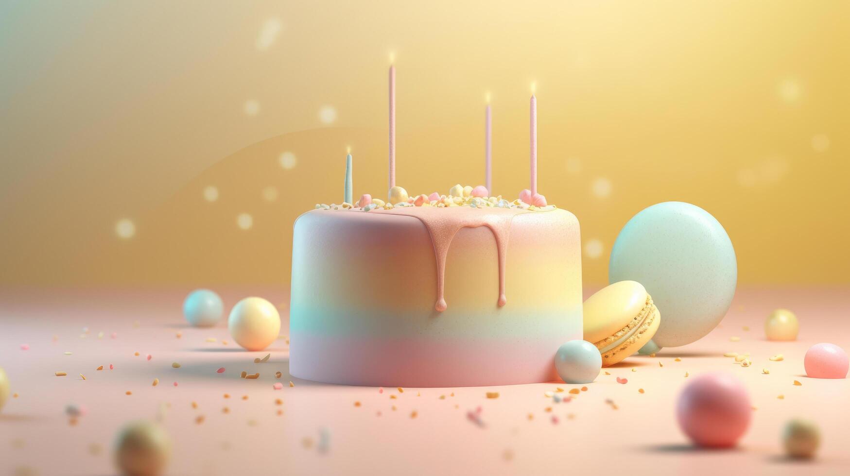 anniversaire Contexte avec gâteau. illustration ai génératif photo