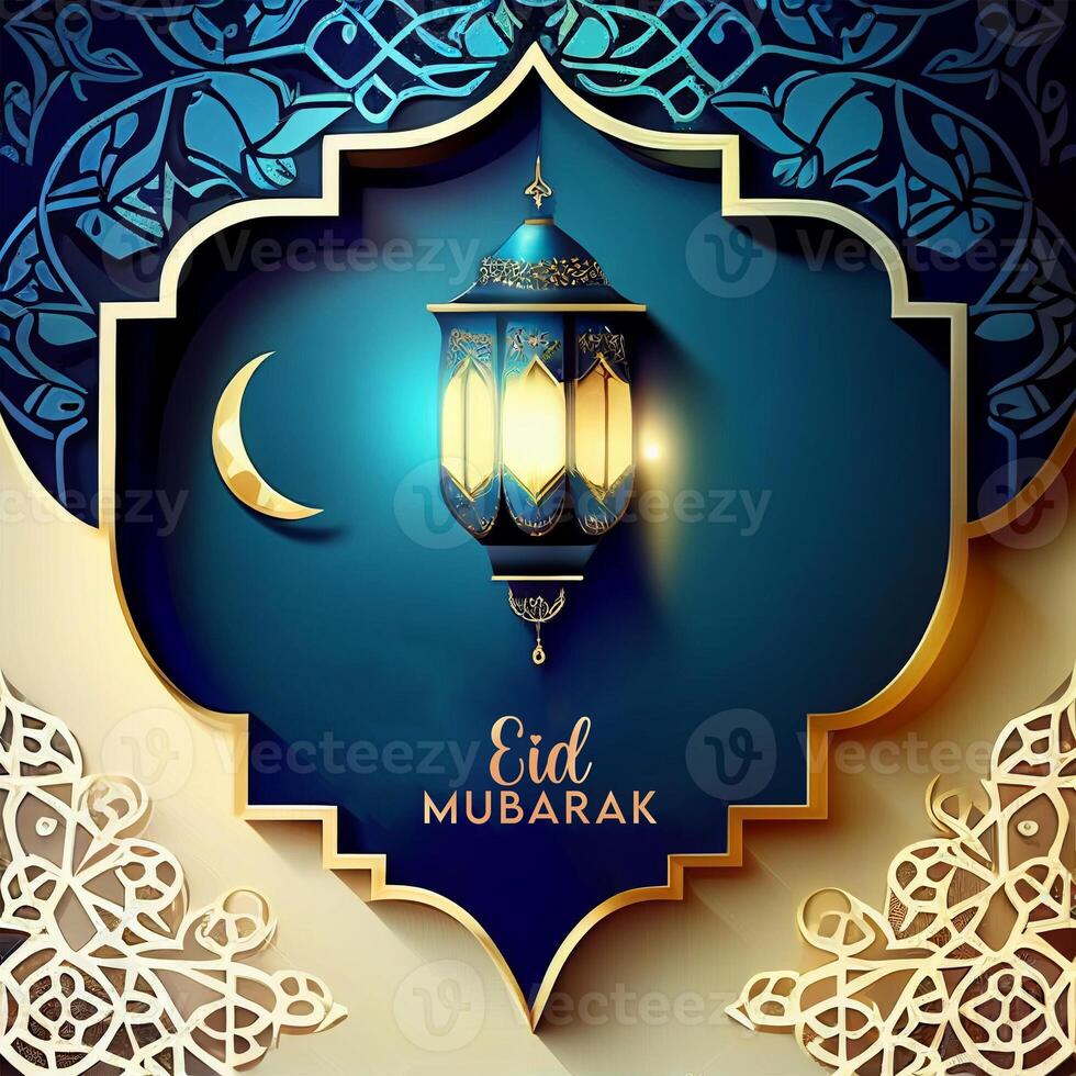 ai génératif magnifique eid mubarak arabe islamique Contexte et bannière conception. photo