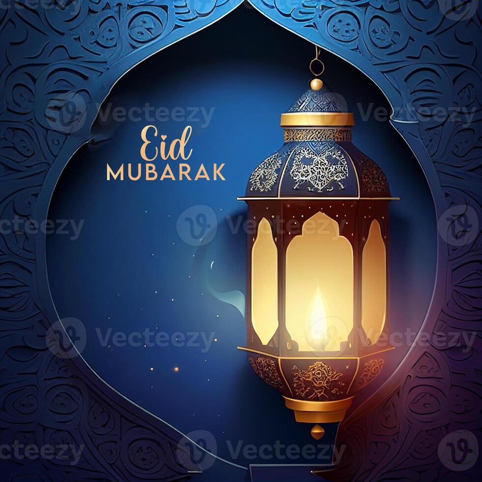 ai génératif magnifique eid mubarak arabe islamique Contexte et bannière conception. photo