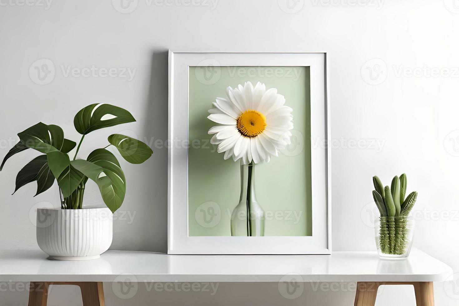 minimal blanc image Cadre Toile afficher avec fleur dans vase photo