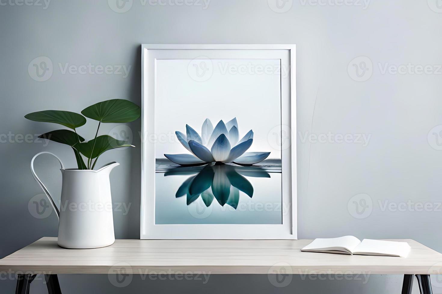 minimal blanc image Cadre Toile afficher avec fleur dans vase photo