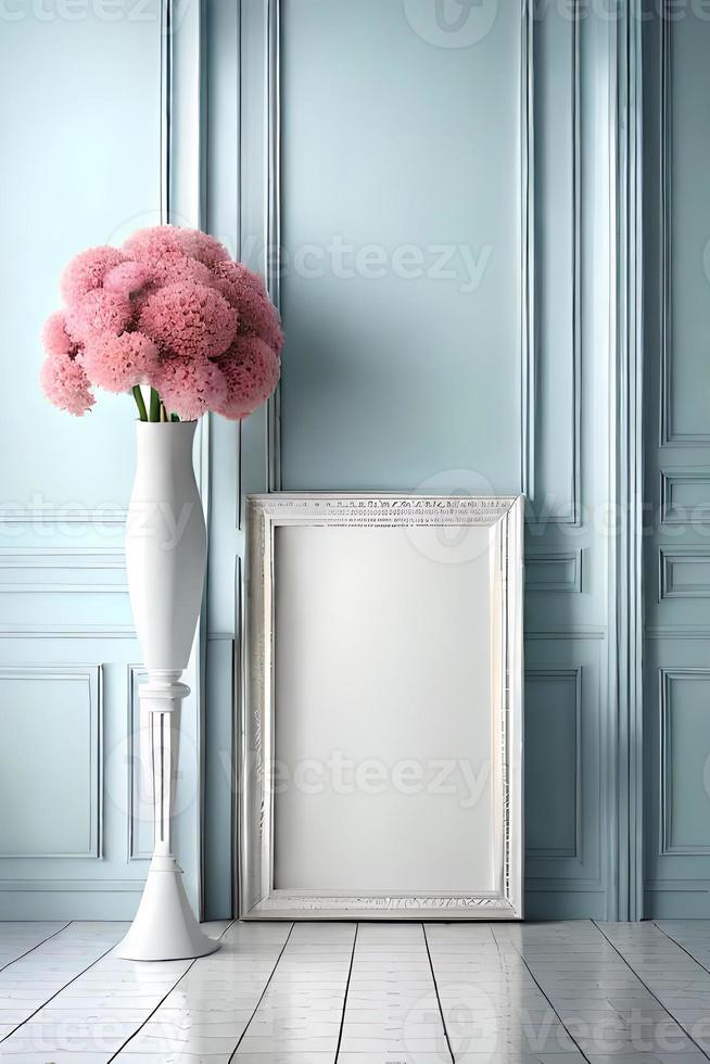 minimal blanc image Cadre Toile afficher avec fleur dans vase photo