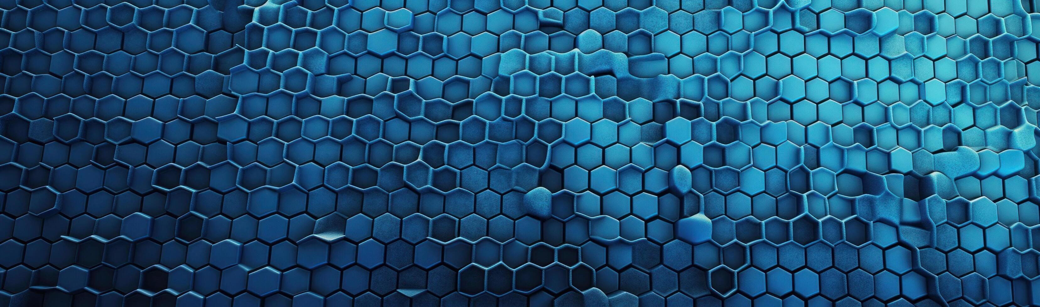 bleu Contexte fabriqué en haut de hexagonal en forme de cellules. illustration ai génératif photo