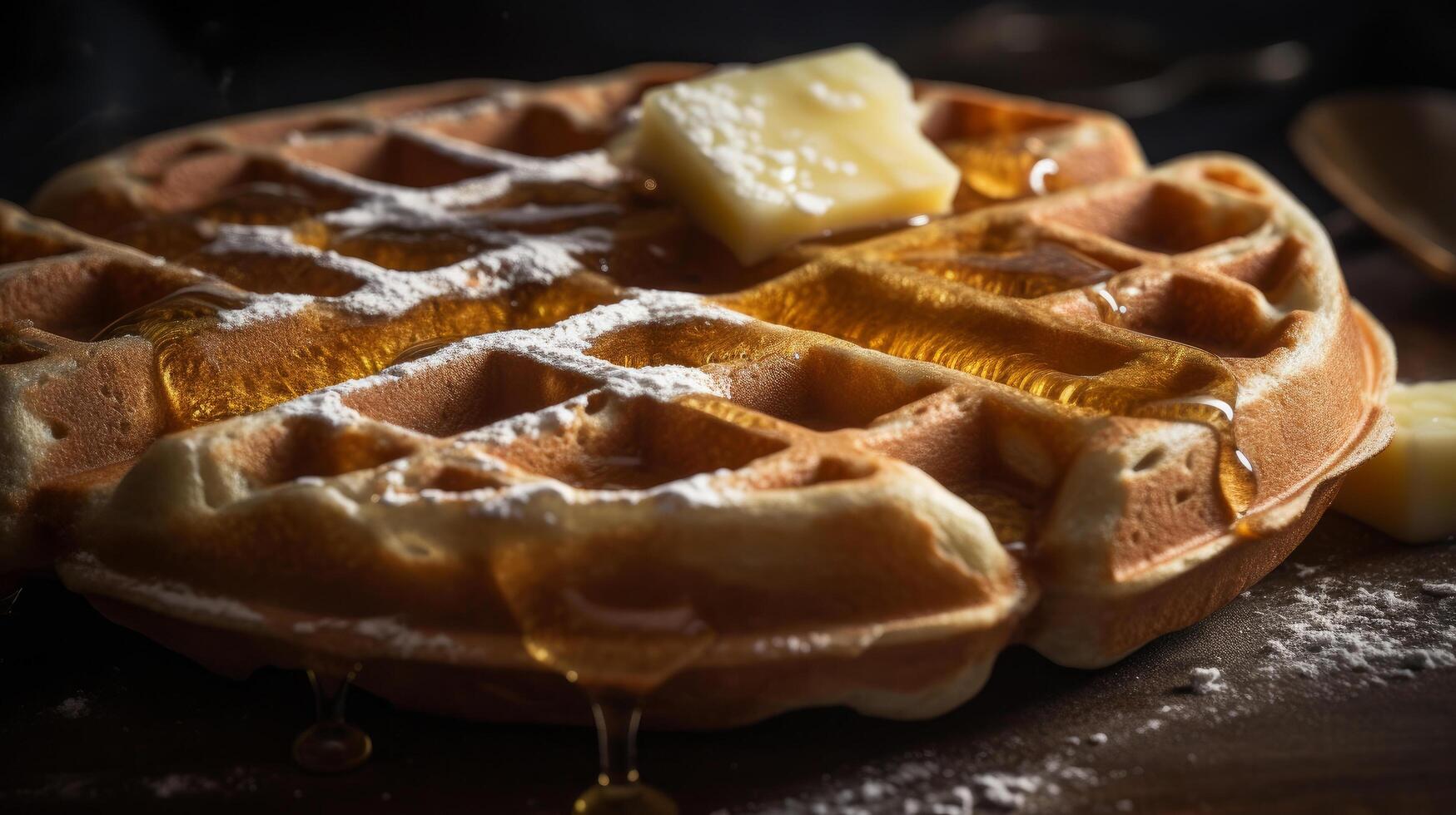 gaufre avec beurre et érable sirop illustration ai génératif photo