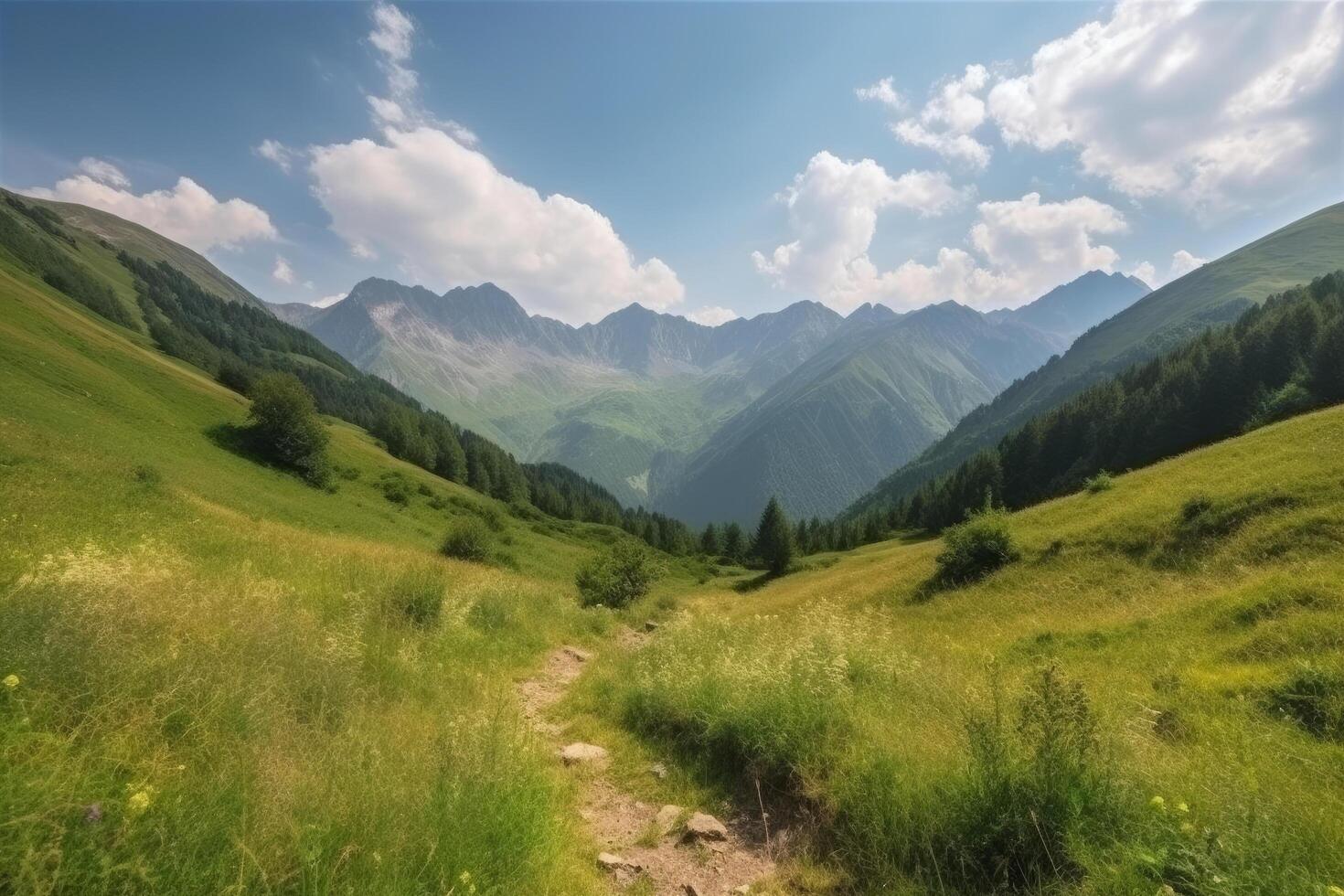 magnifique Montagne paysage Contexte. illustration ai génératif photo