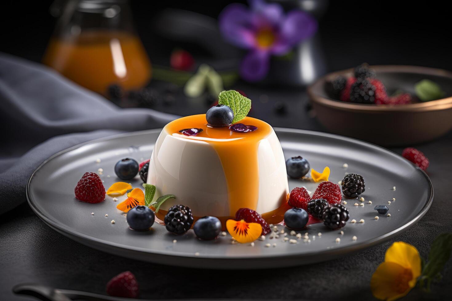 panna cotta dessert. illustration ai génératif photo