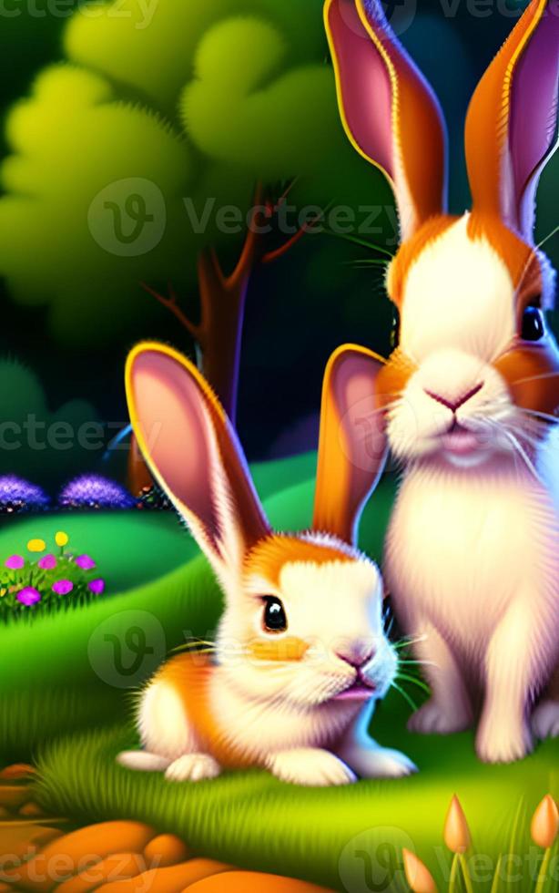 mignonne lapin famille photo