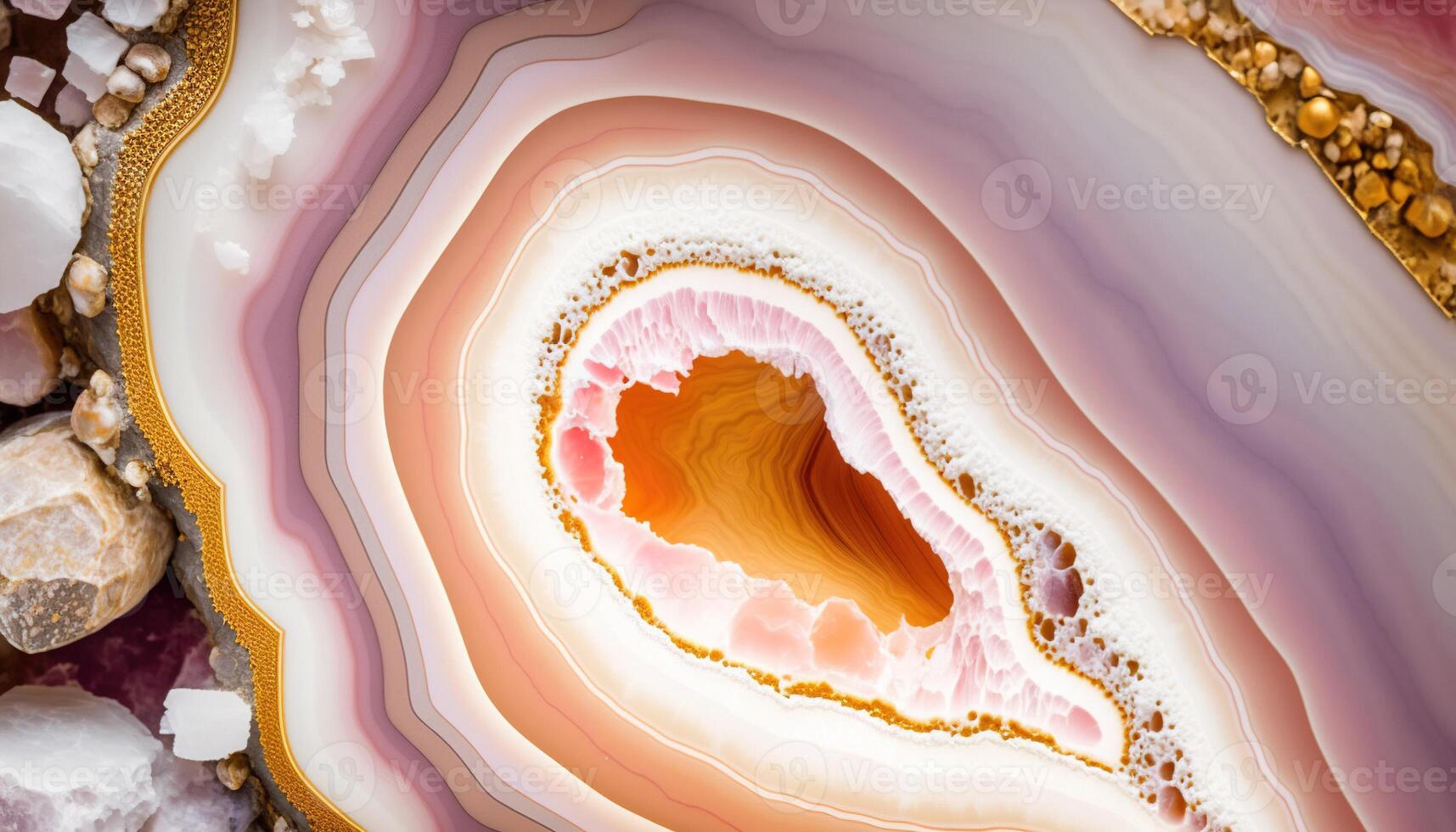 génératif ai, Naturel volcanique agate des pierres fermer lumière rose magenta et d'or texture. fond d'écran arrière-plan, quartz marbre, décoratif Roche modèle photo