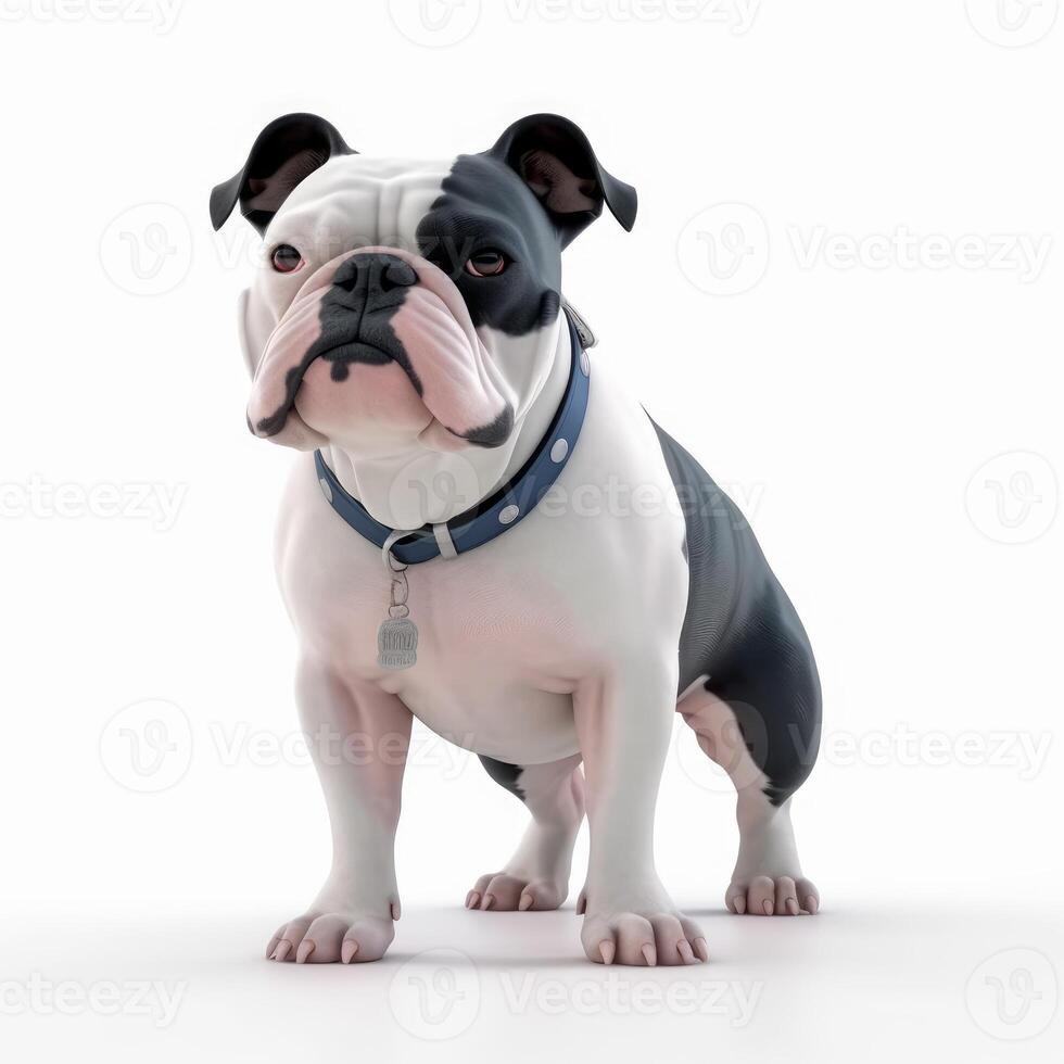 mignonne américain brute chien dans content style sur blanc Contexte génératif ai photo