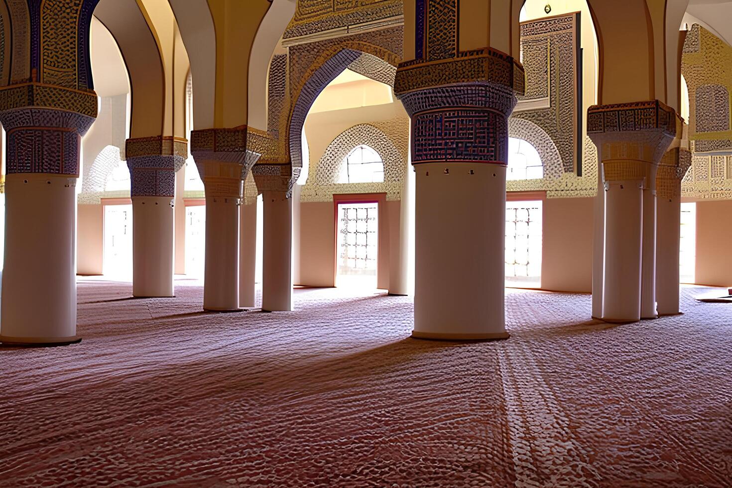 magnifique intérieur dans le paysage de le mosquée ai génératif photo