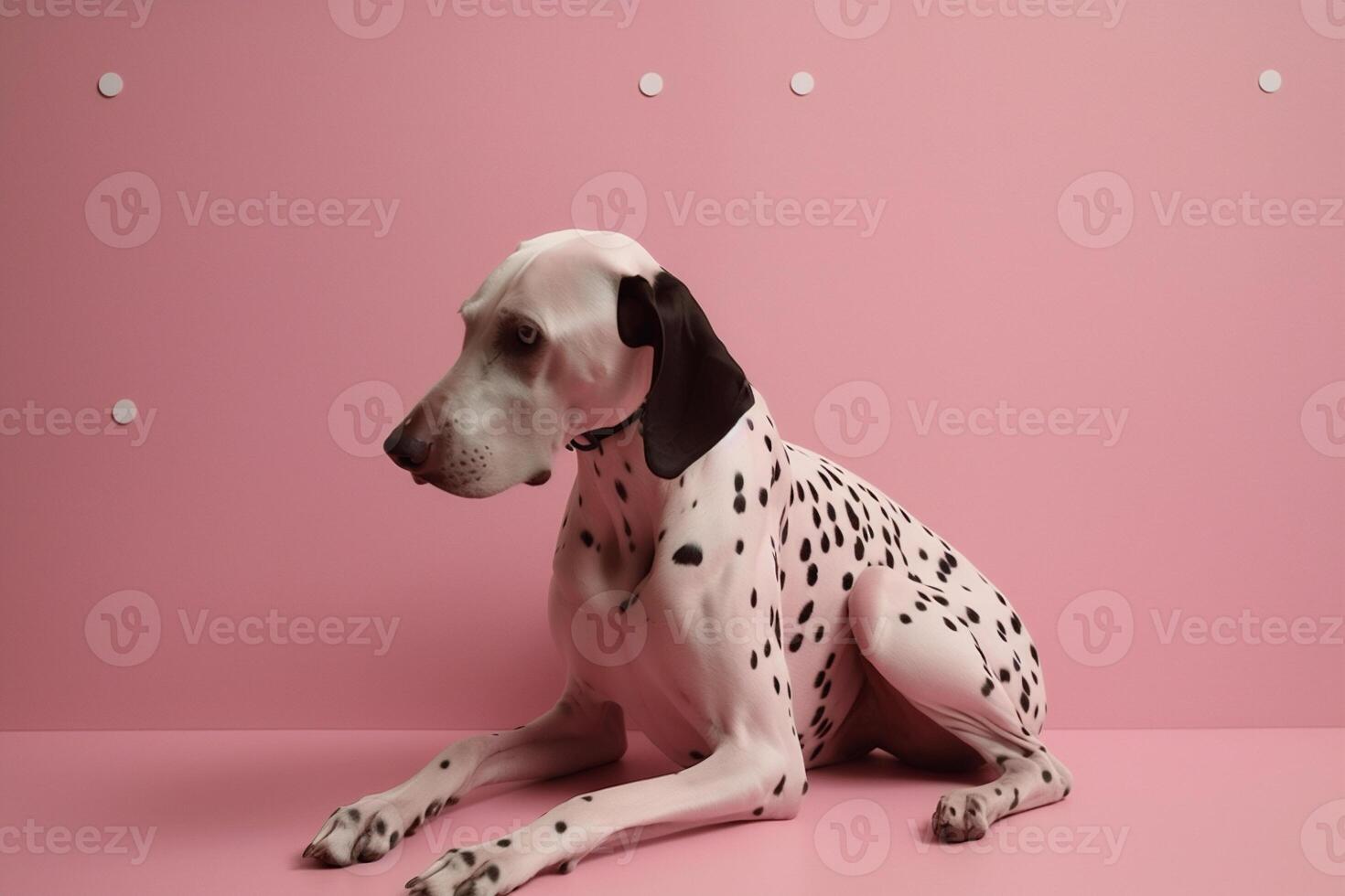 ai généré dalmatien chien dans rose Contexte photo