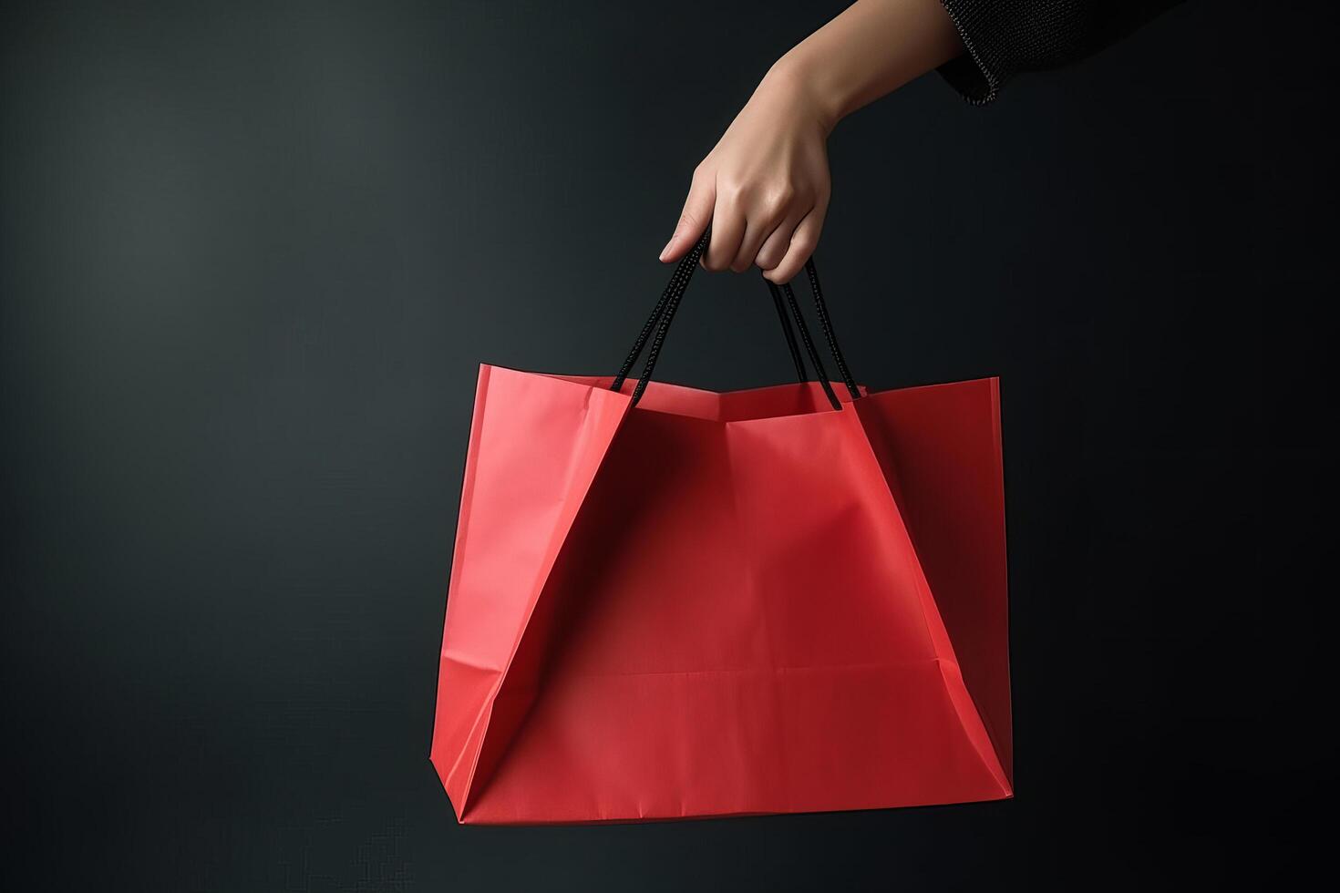 fille avec Vide achats sac. illustration ai génératif photo