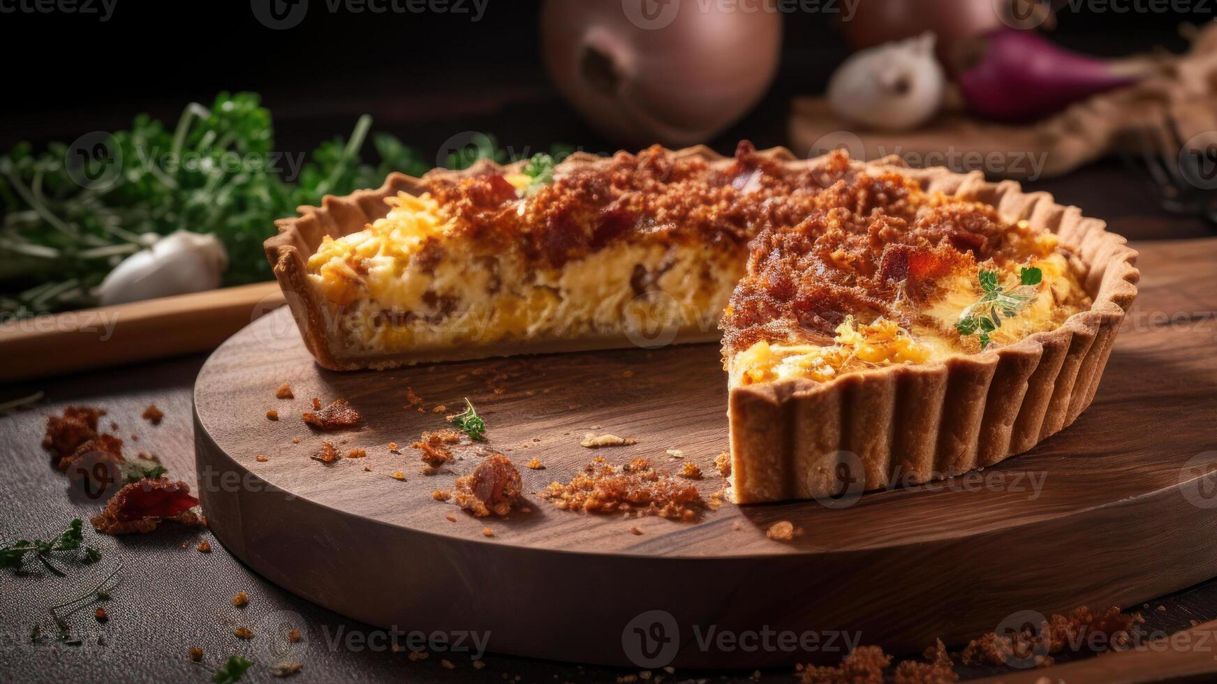 Quiche lorraine français plat génératif ai photo