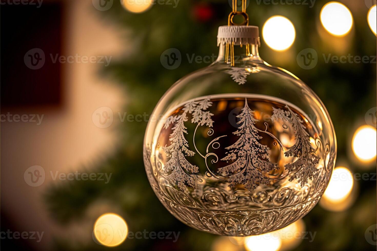 vide verre ornement clair verre Noël arbre verre. génératif ai photo