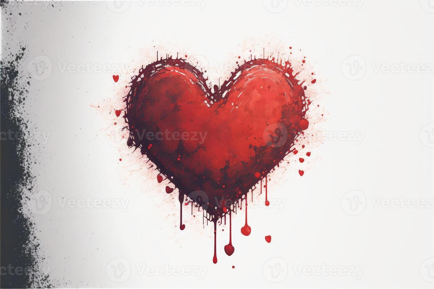 aquarelle rouge cœur avec copie espace. génératif ai photo