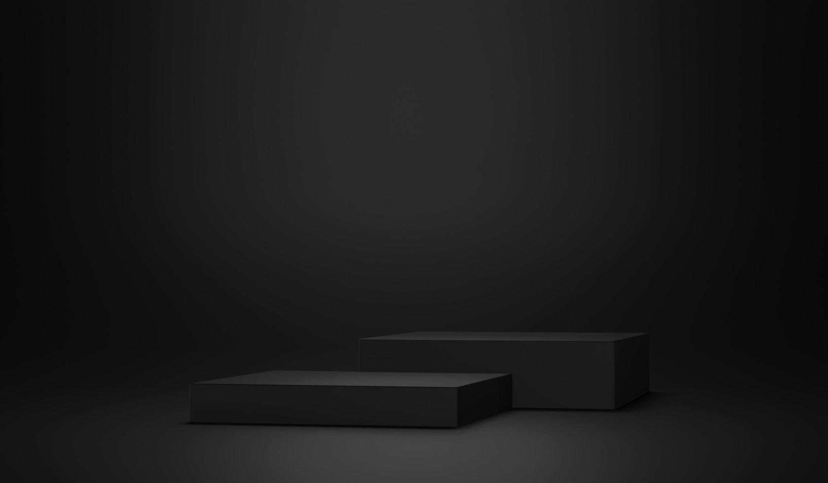 3d noir podium ou étape pour emballage présentation et cosmétique. maquette supporter produit scène Contexte. 3d podium étape le rendu photo