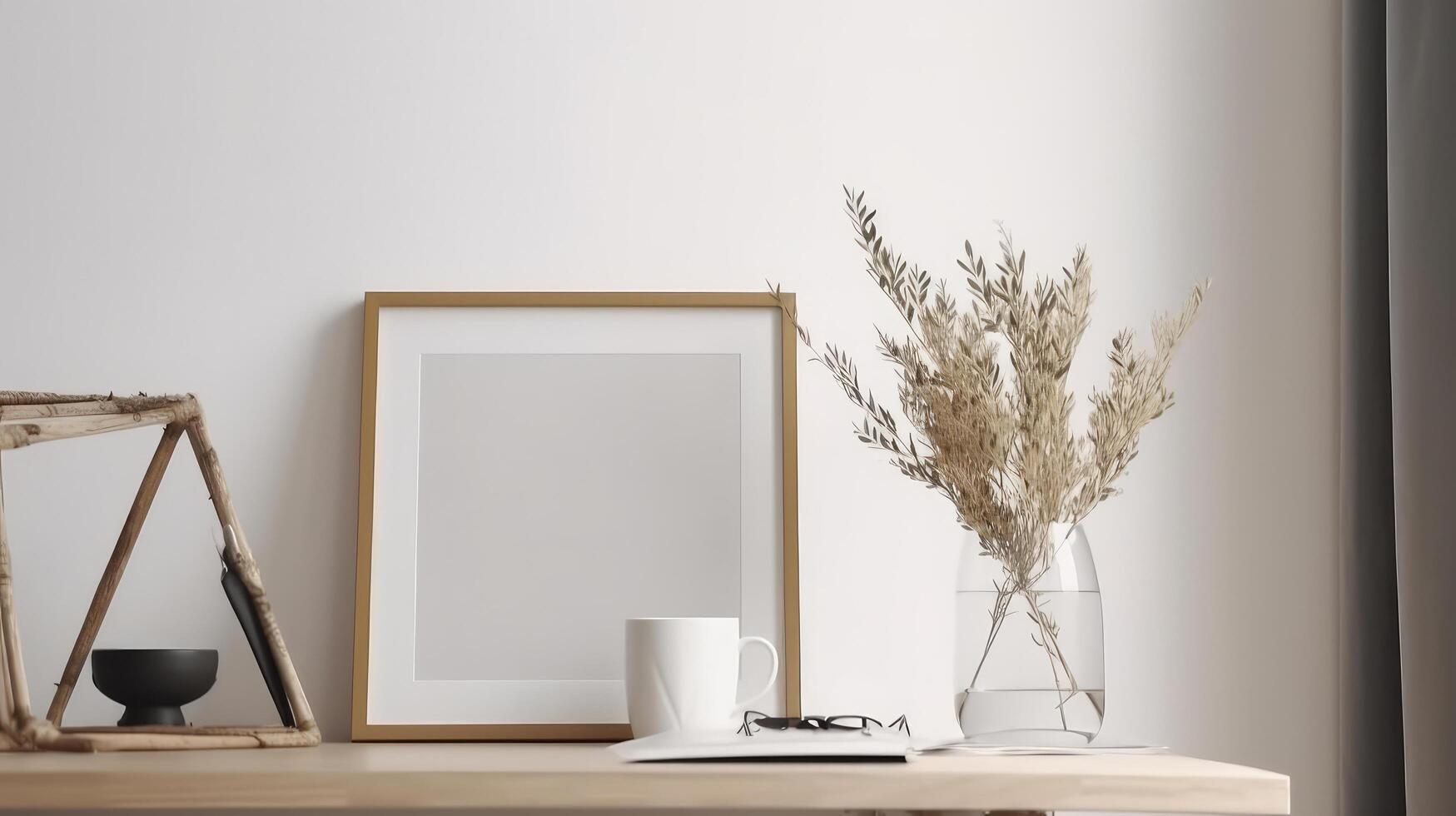 Cadre maquette dans intérieur. illustration ai génératif photo