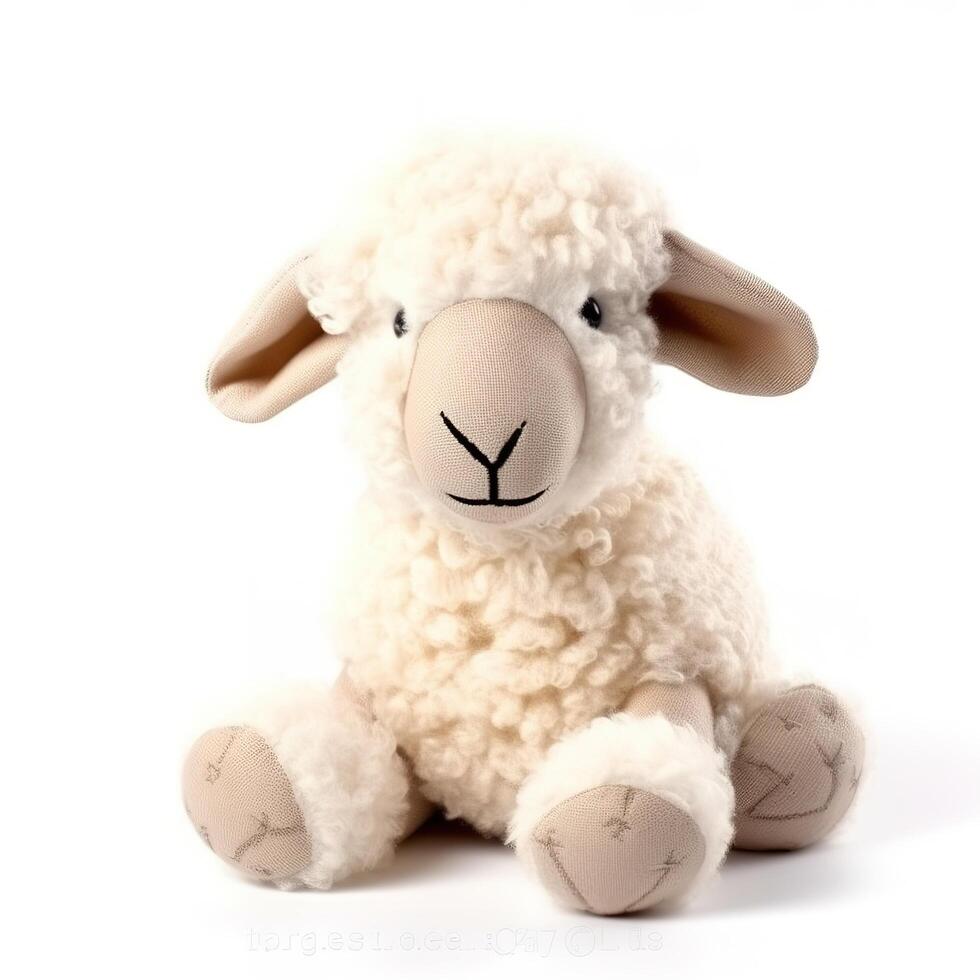 mignonne mouton animal peluche jouet blanc Contexte animal poupée avec génératif ai photo