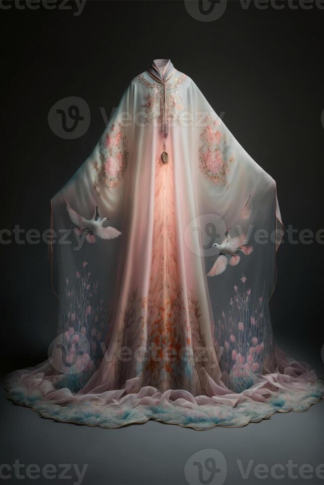 une magnifique La peinture de magnifique fille mariage robe. génératif ai. photo