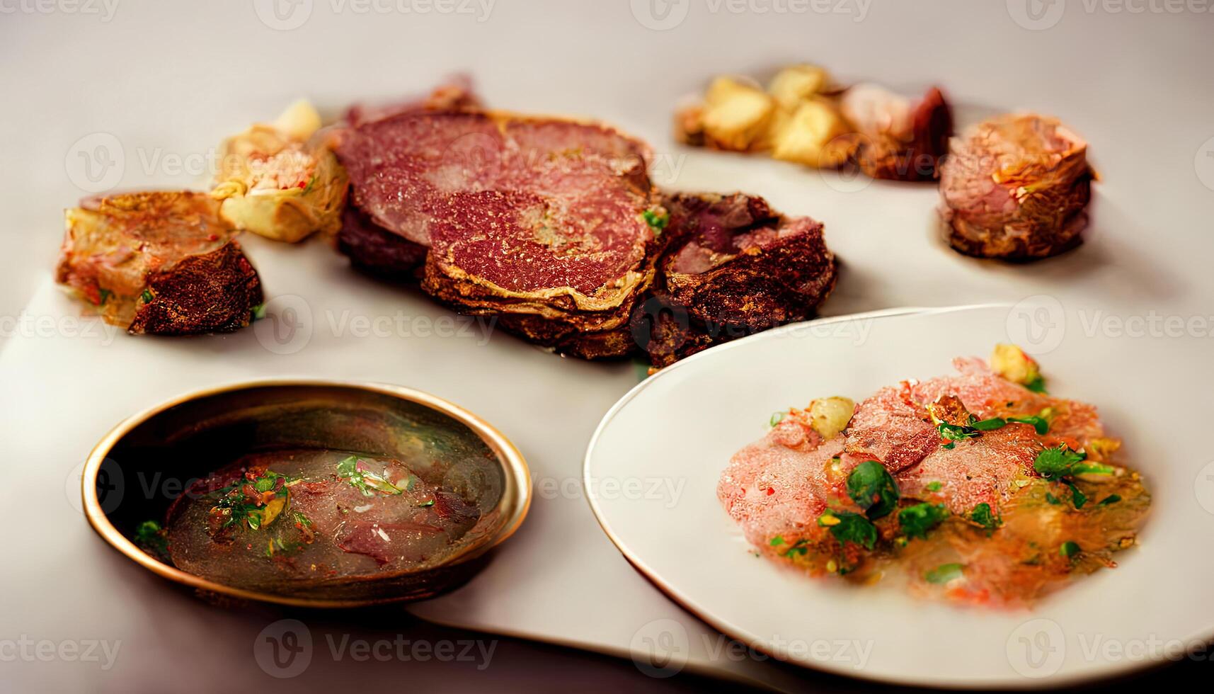 Viande plats, assiettes de divers Viande. génératif ai photo