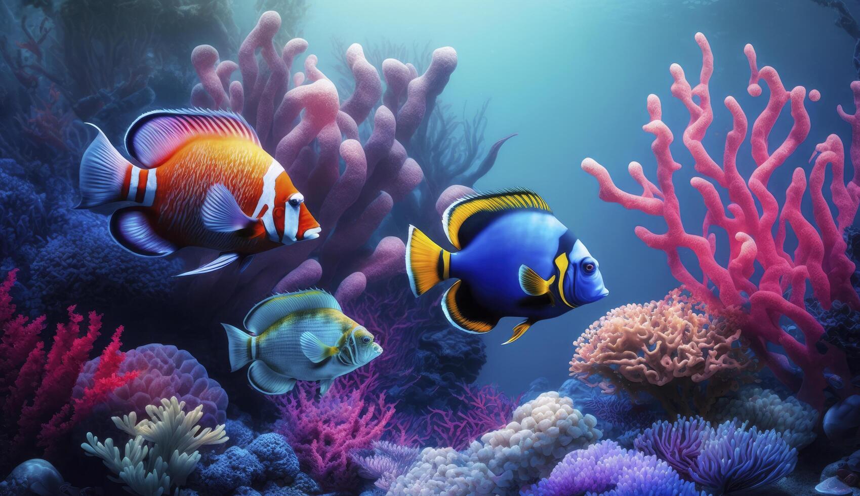 animaux de le sous-marin mer monde. écosystème. coloré tropical poisson. la vie dans le corail récif. ai généré photo