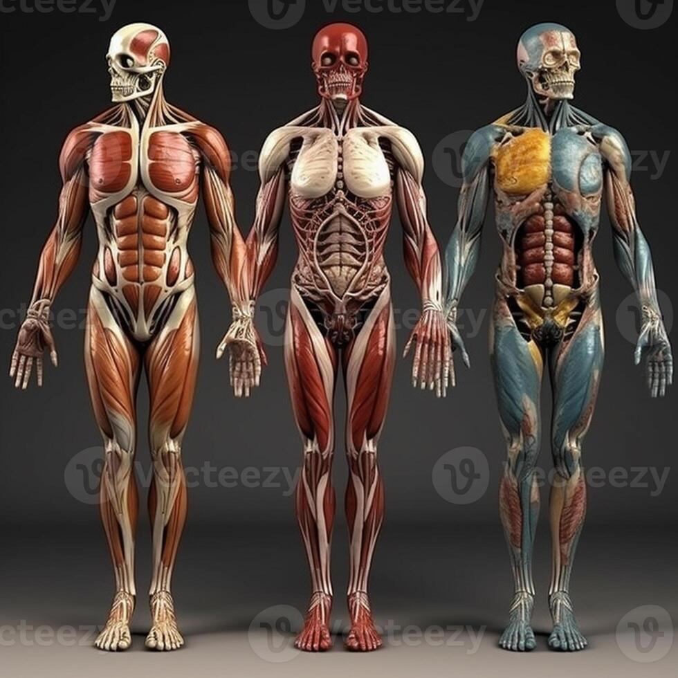 ai génératif Humain anatomie - muscles et organes - 3d rendre photo