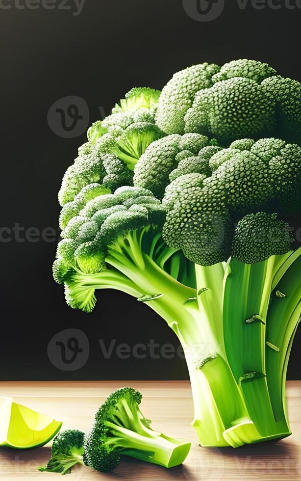 le Frais brocoli sur table avec ai génératif La technologie photo