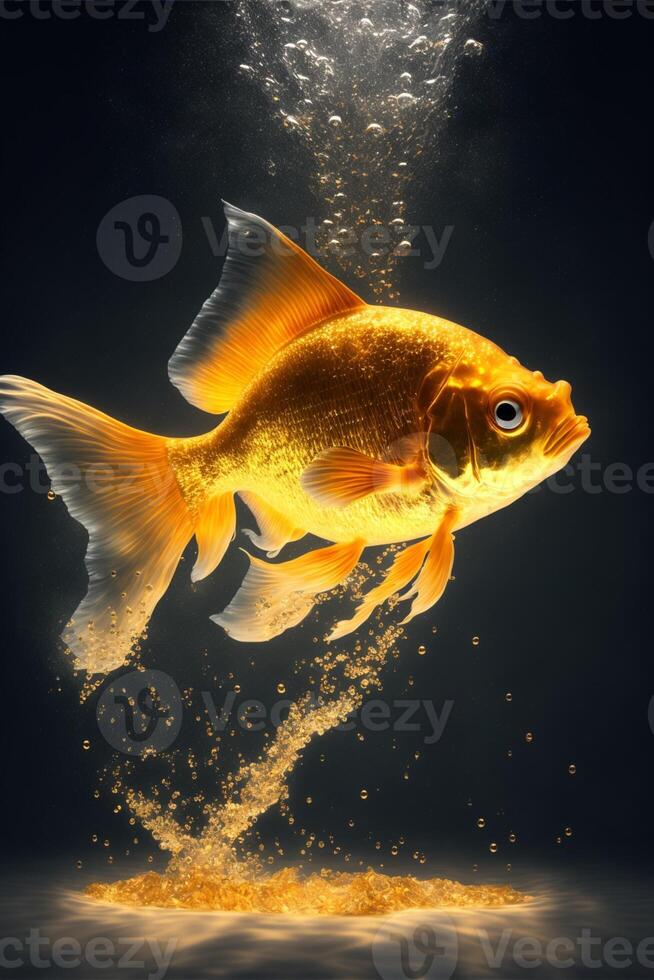 image de une or poisson dans le l'eau. génératif ai. photo