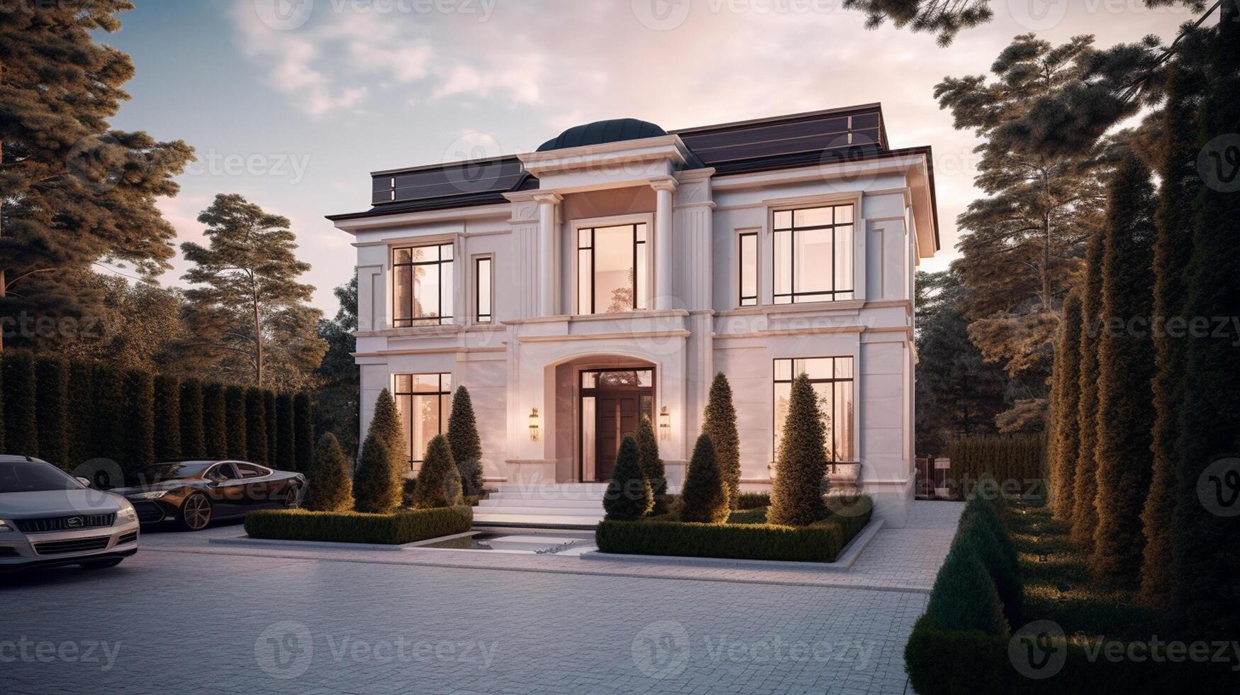 ai génératif 3d moderne luxe réel biens maison pour vente et location , luxe propriété concept, photo