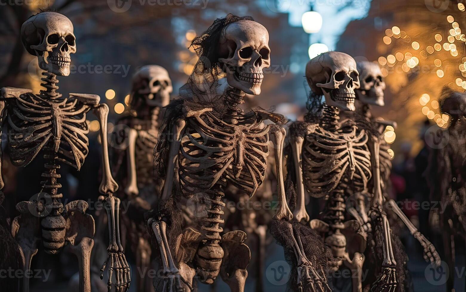 Halloween parade effrayant squelettes marcher équipe. génératif ai. photo