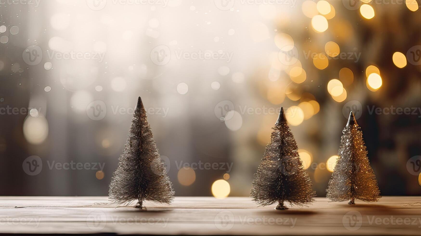 Noël arbre décoration sur en bois Contexte. génératif ai. photo