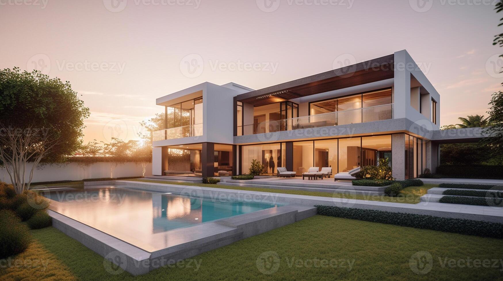 ai génératif moderne luxe réel biens maison pour vente et location , luxe propriété résidence concept, photo