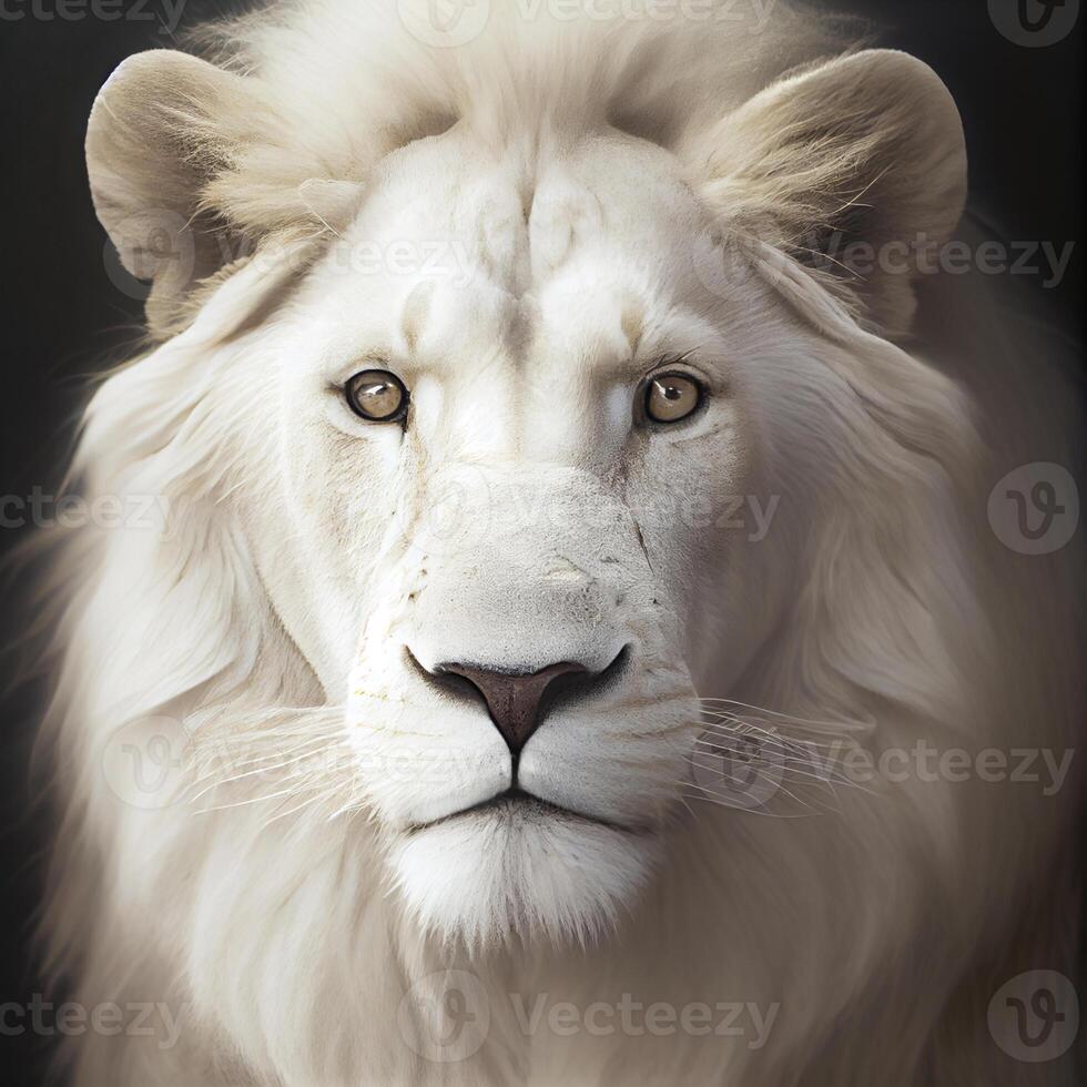 proche en haut de une blanc les Lions affronter. génératif ai. photo