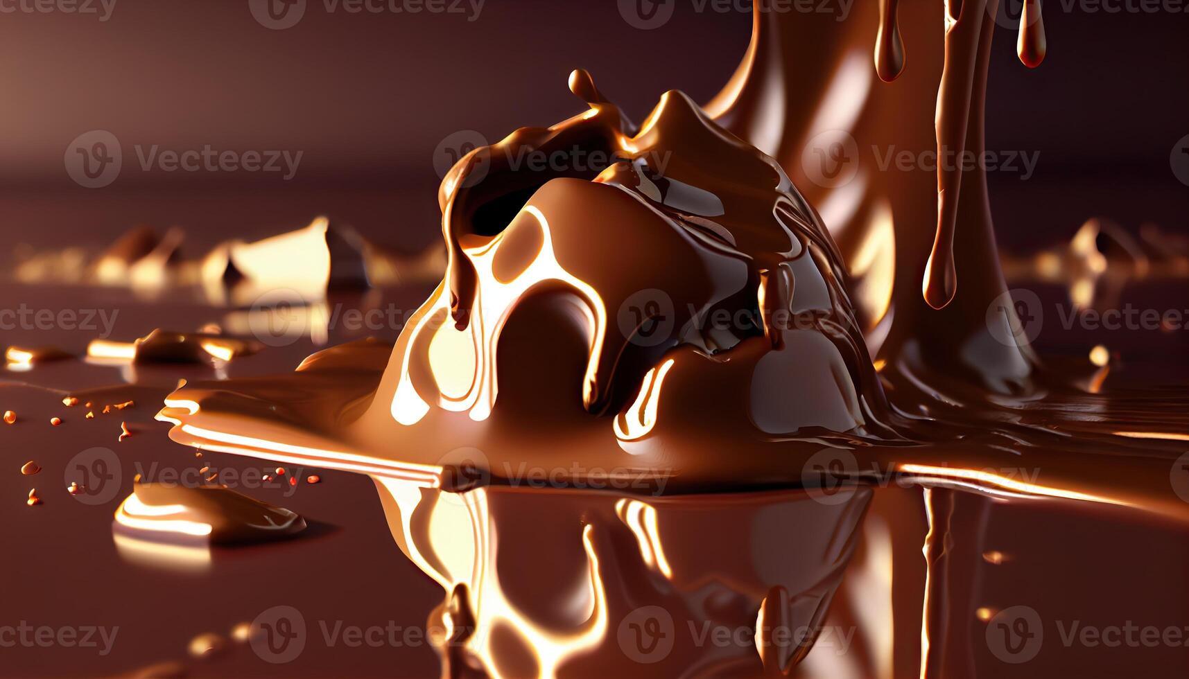 génératif ai illustration de fondu chaud Chocolat arrière-plan, fondu foncé Chocolat couler, copie espace photo