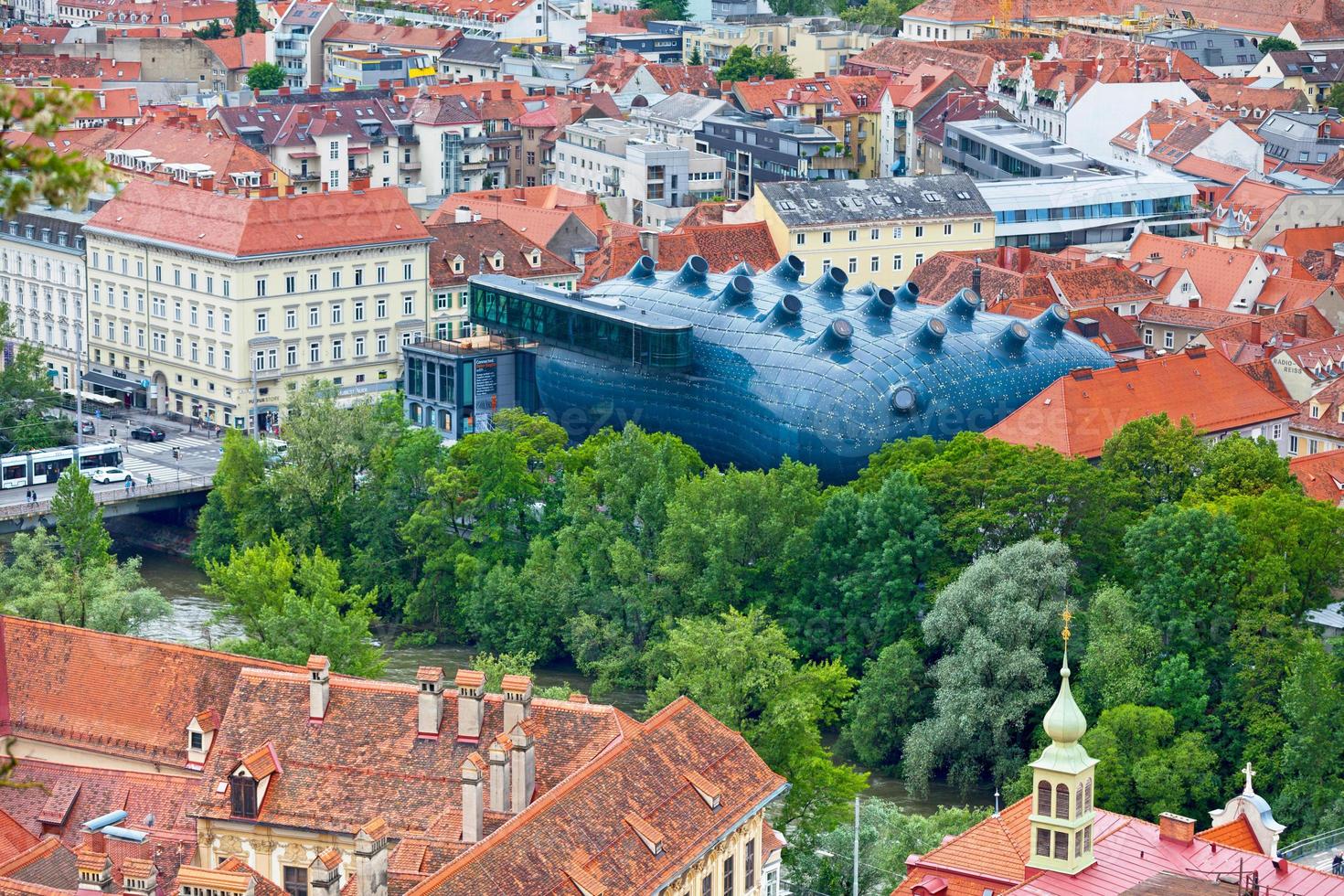 vue aérienne du musée d'art de Graz photo