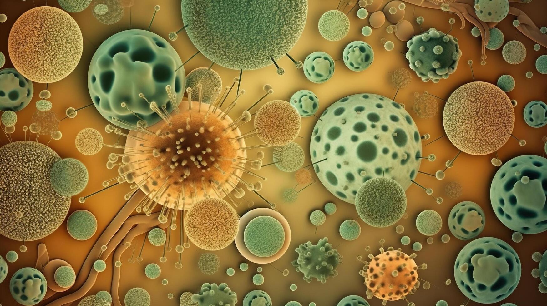 les bactéries en dessous de le microscope ai généré photo