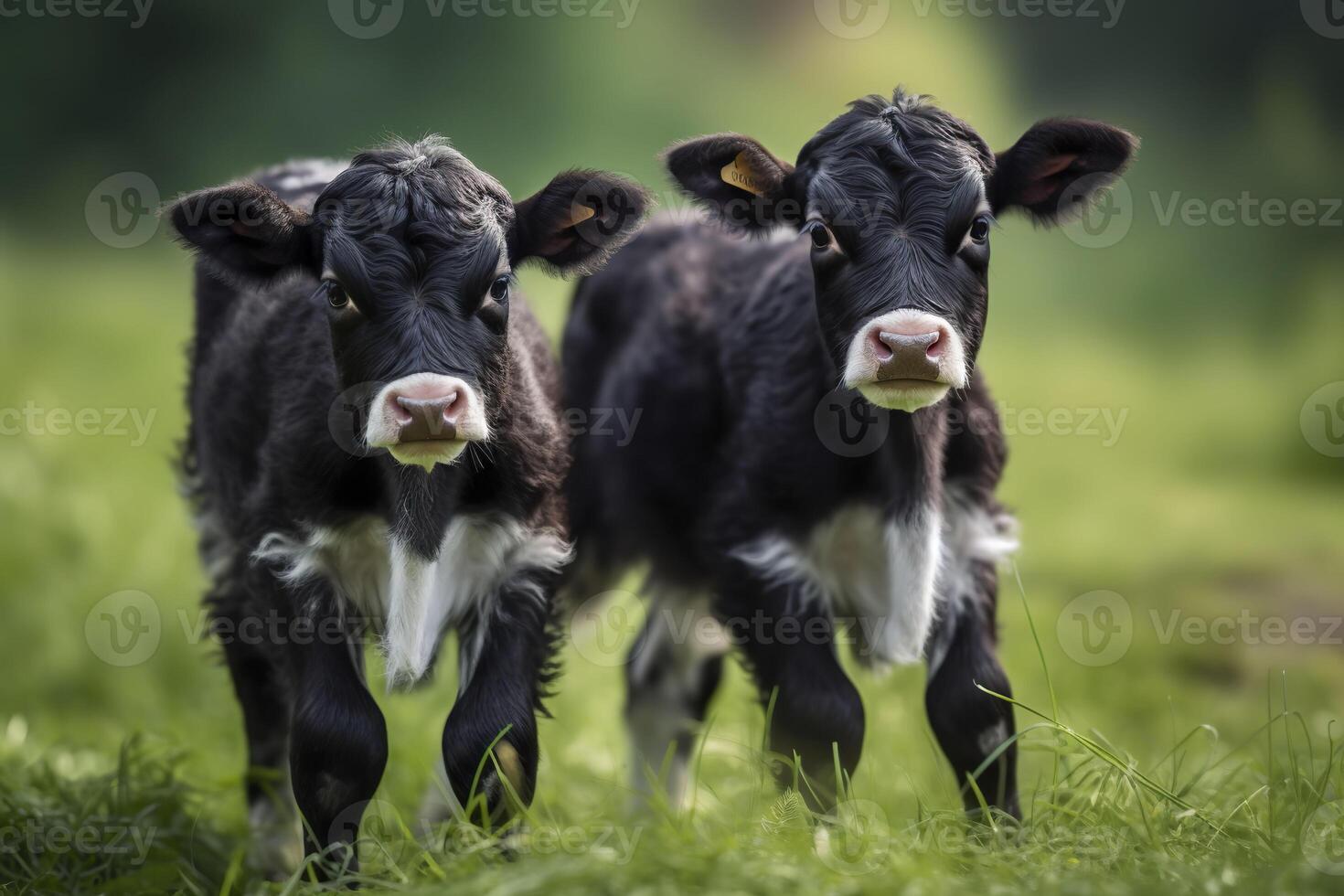 deux mignonne veaux. génératif ai. photo