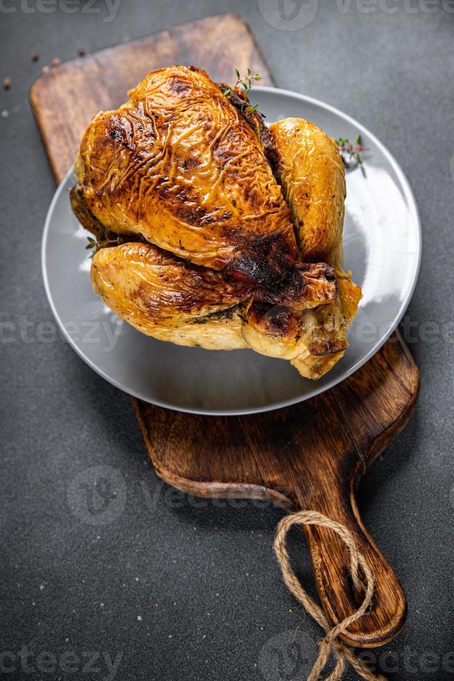 poulet Viande cuit la volaille repas nourriture casse-croûte sur le table copie espace nourriture Contexte rustique Haut vue photo