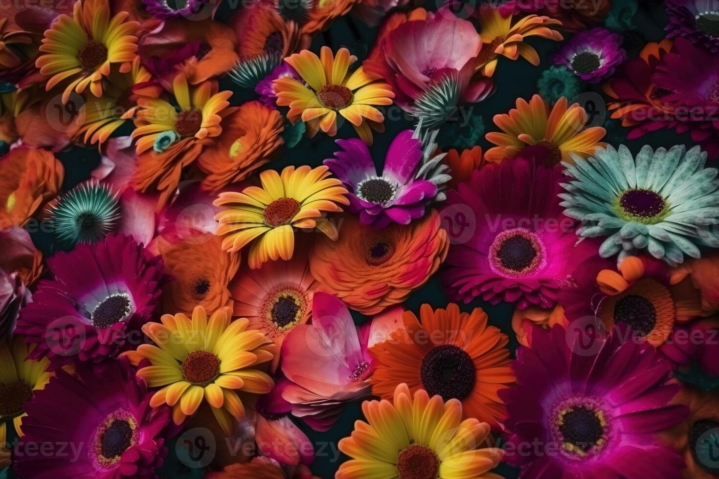 texture de vivre mixte champ multicolore épanouissement fleurs pour arrière-plan, fond d'écran. ai généré. photo