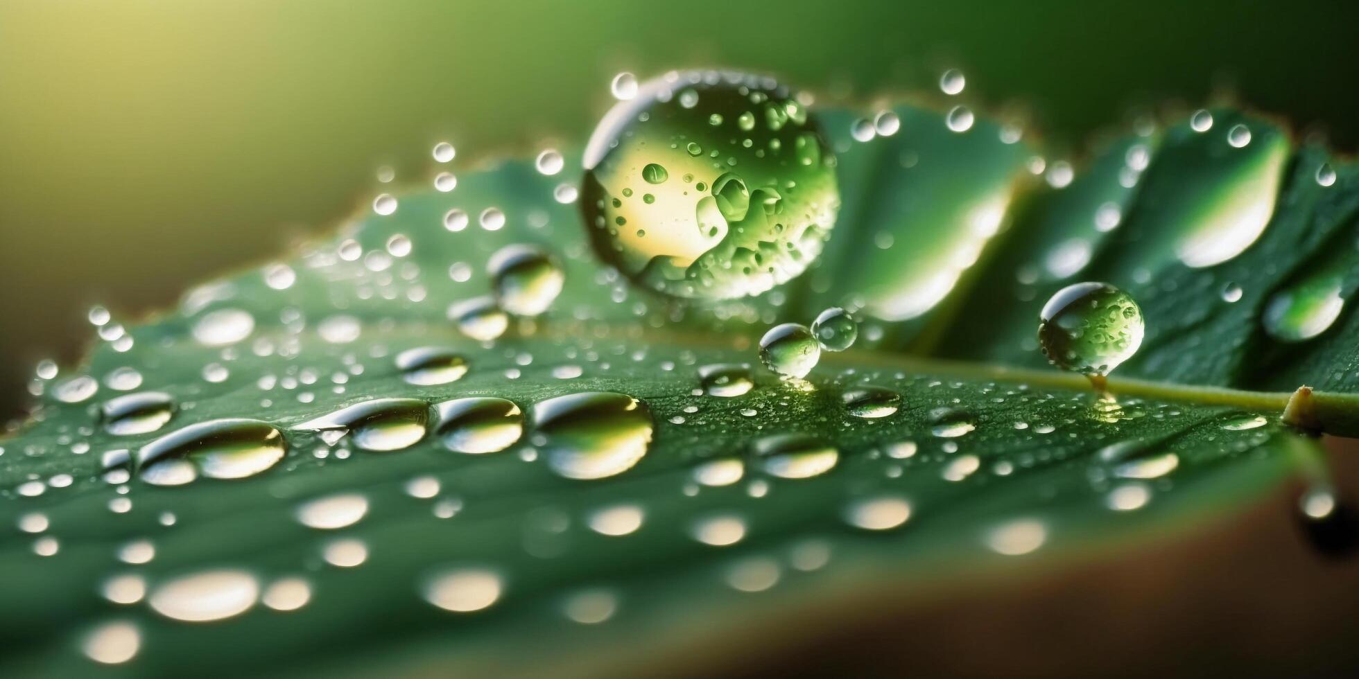 le gouttes de pluie sur le feuille avec ai généré. photo