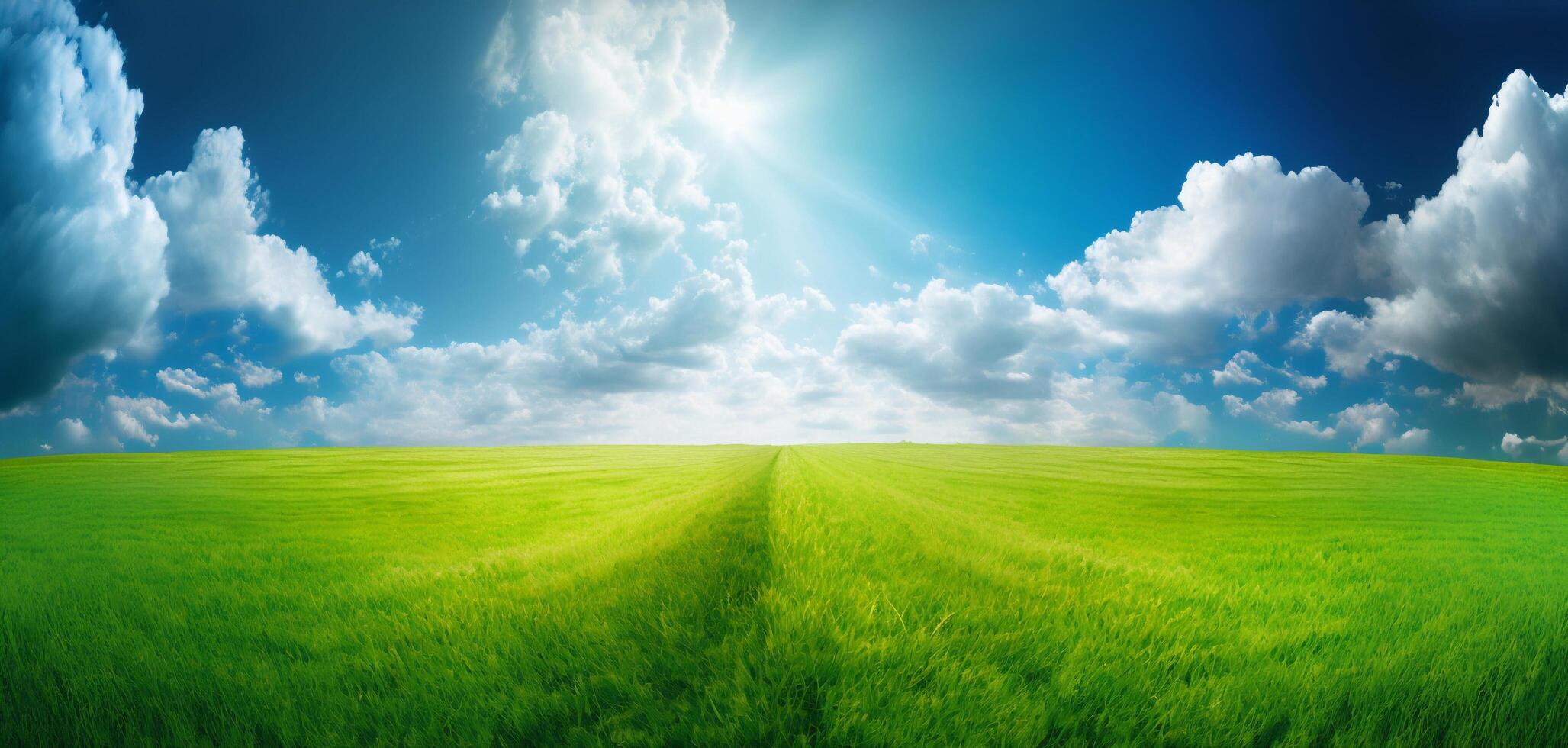 le paysage de Naturel herbe champ avec ai généré. photo